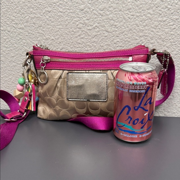 Coach Poppy Fuchsia and Tan Crossbody Bag - Picture 10 of 10